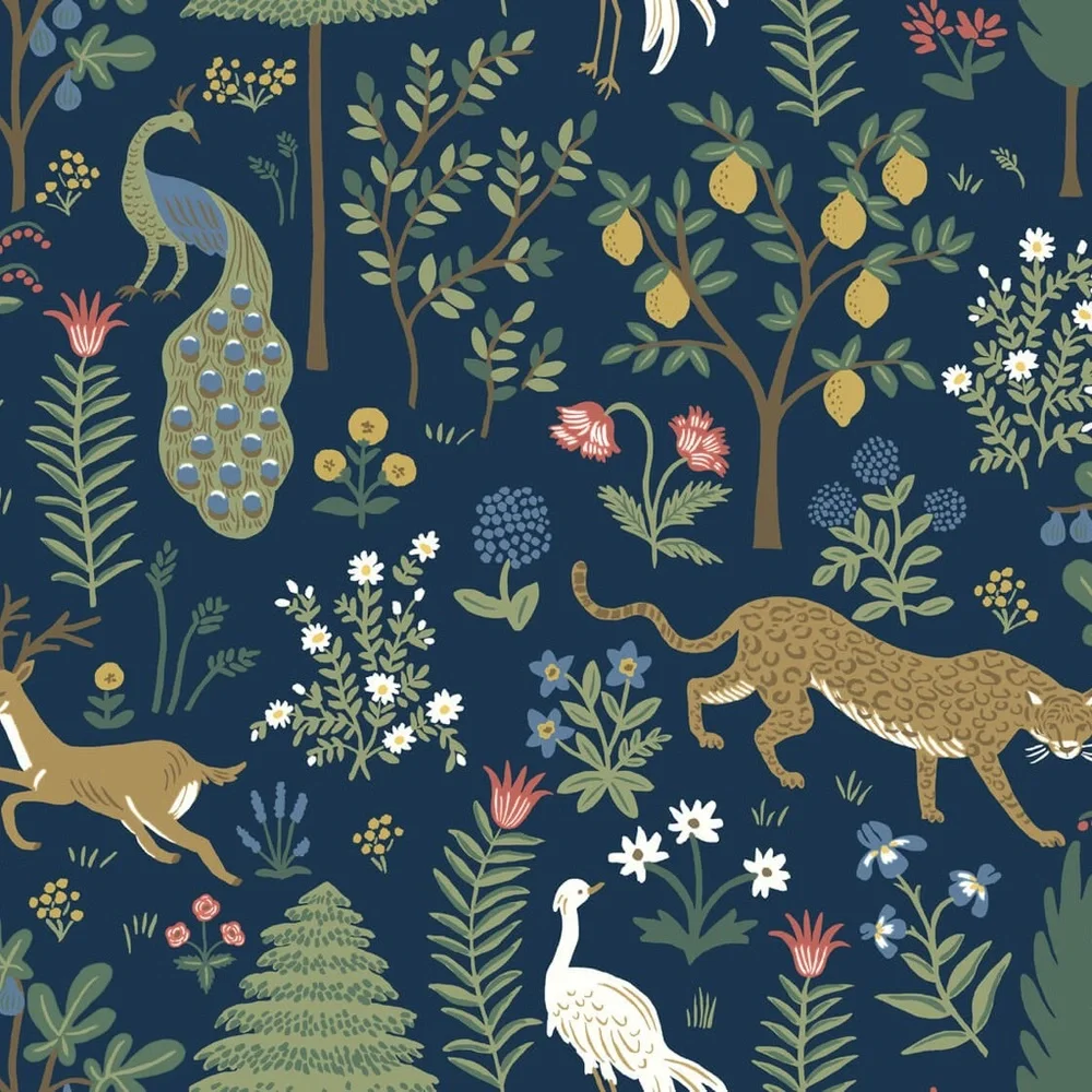 NWT Rifle Paper Company Peacock Wallpaper RP7304 Dark Blue 2 Rolls